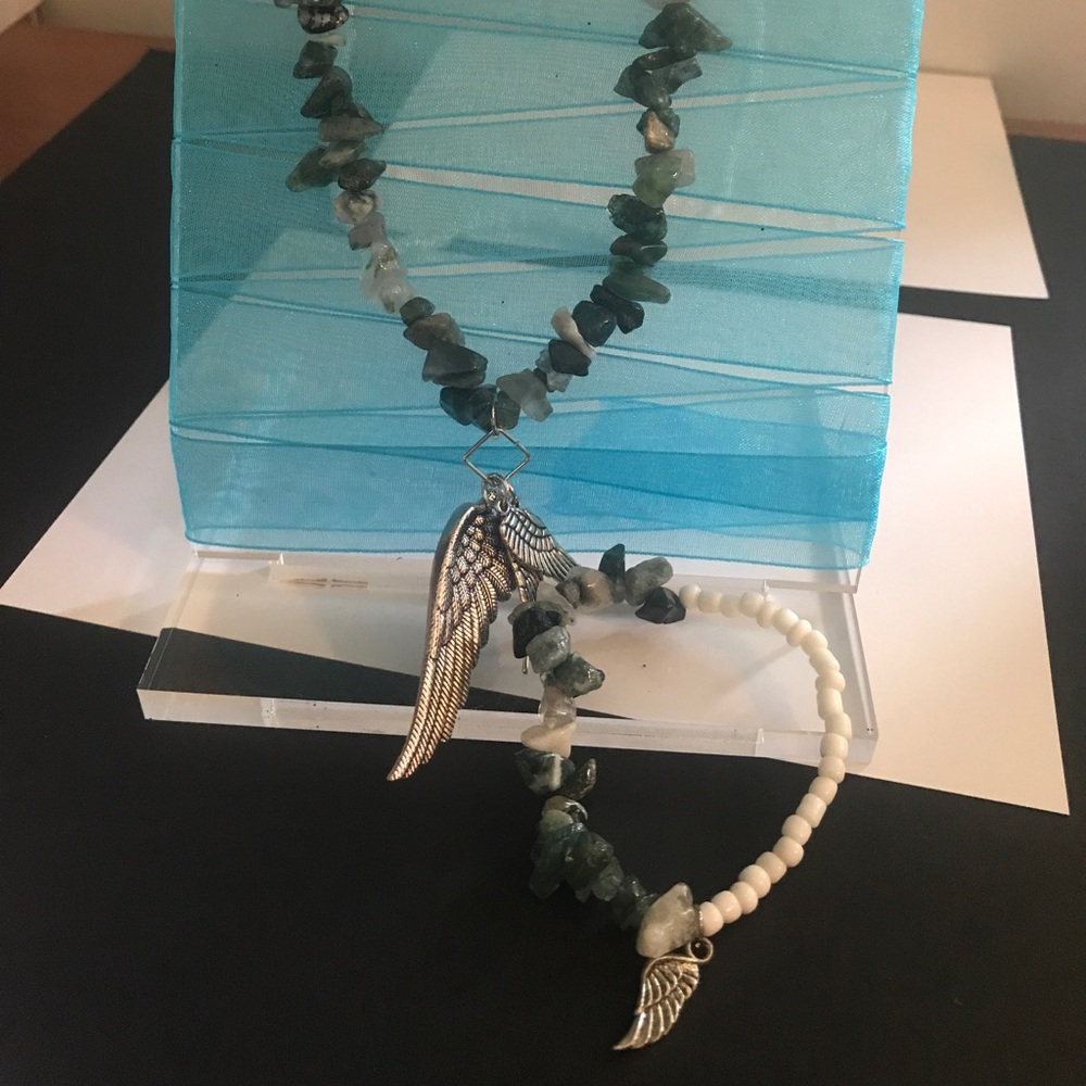 Natural rock necklace and bracelet set