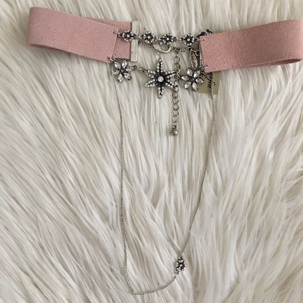 Pink suede chocker