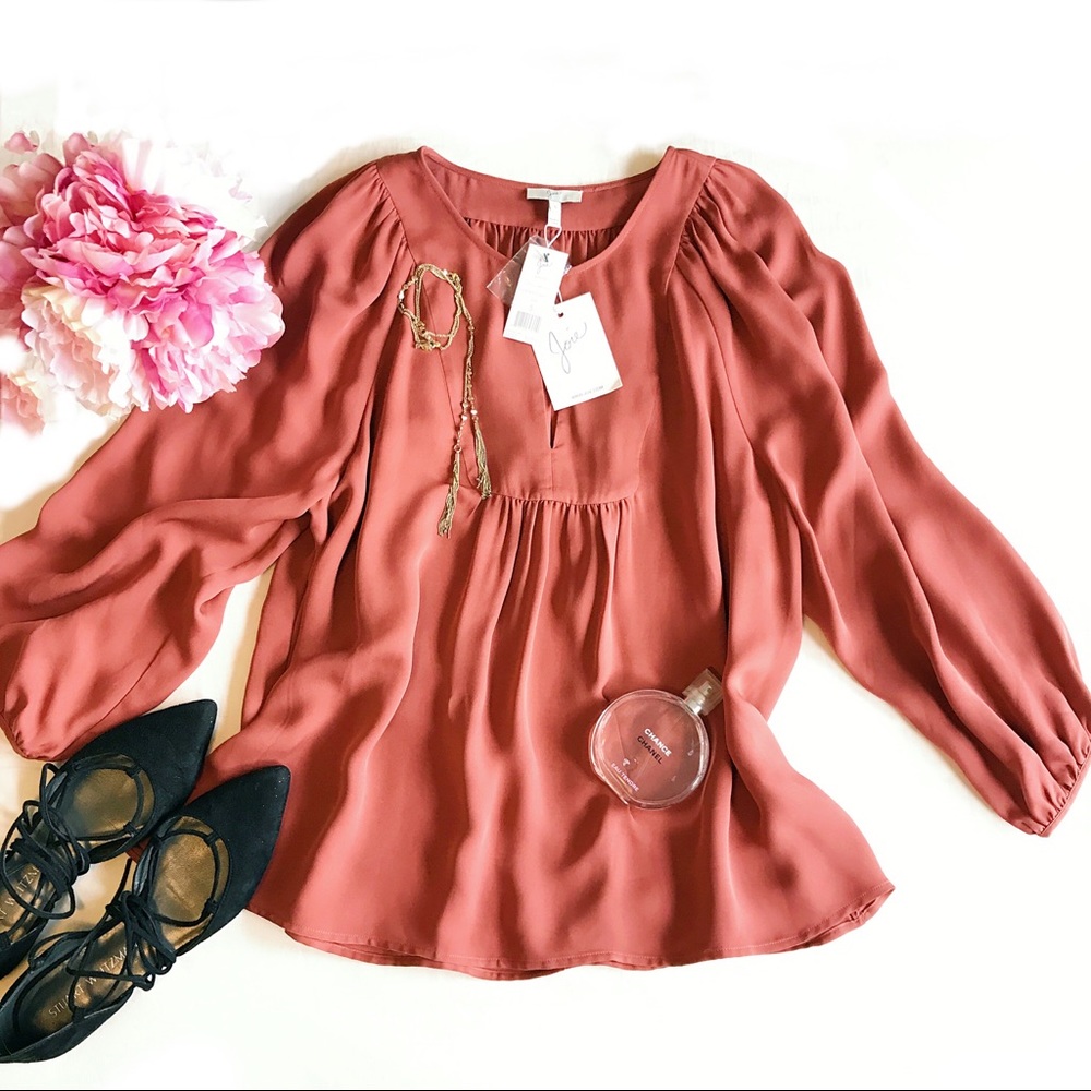 🎉🎉HP🎉🎉 NWT Joie Nanor long sleeve blouse silk
