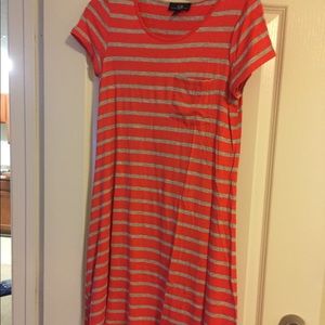 Orange and grey striped tshirt dress