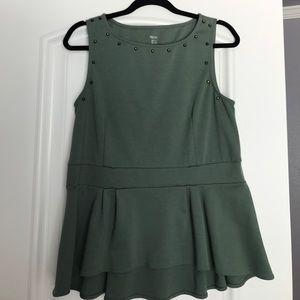 Olive peplum W/ brass studs