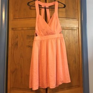 Pink backless party dress.