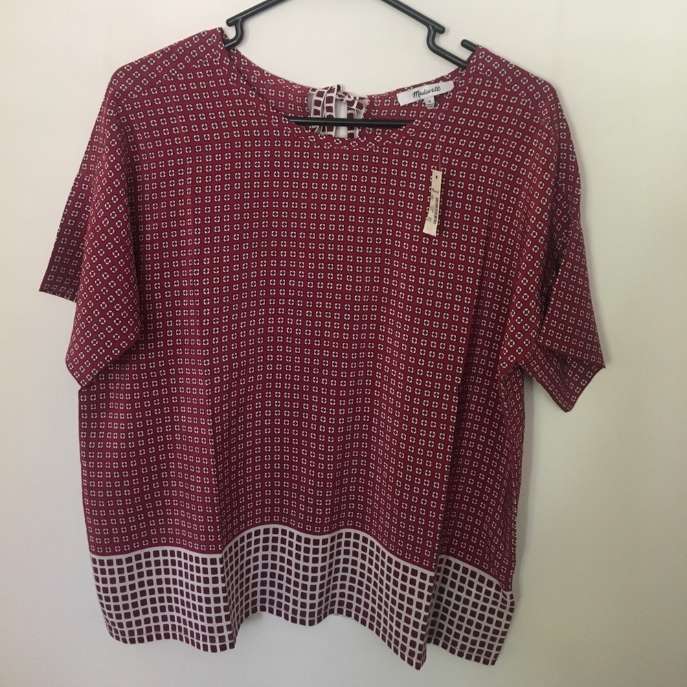 Madewell Silk Premiere Bow-Back Tee is Ascot Tile