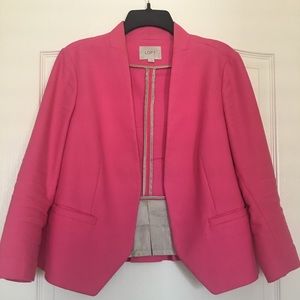 LOFT - Open Front Cropped Jacket (Hot Pink!)