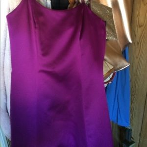 Purple long prom dress.