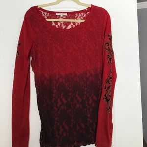 RED OMBRÉ LACE MISS ME