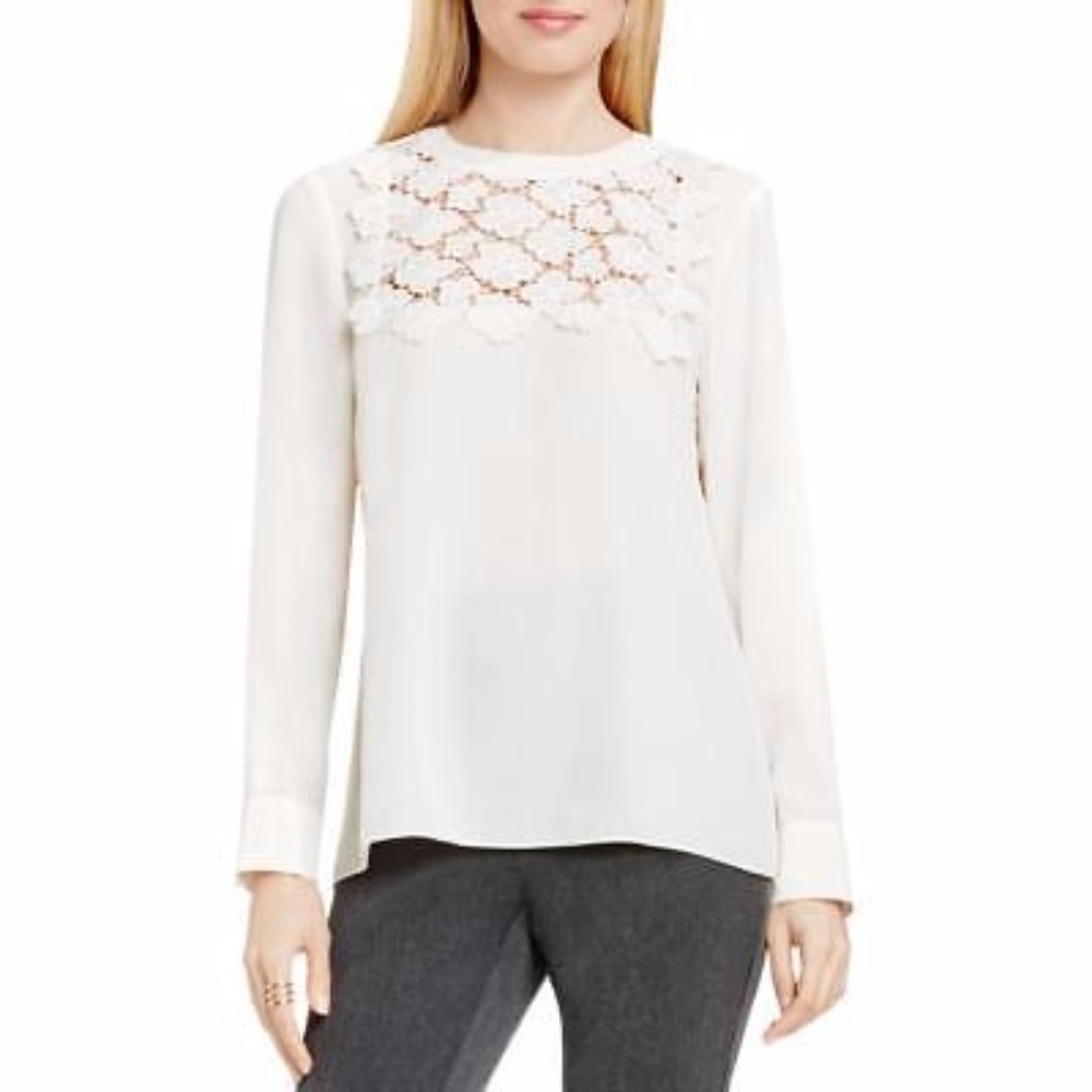Vince Camuto Floral Lace Yoke Blouse