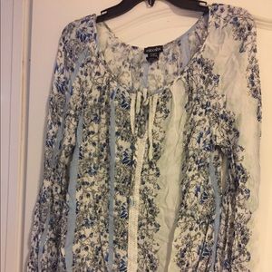 Tie front long sleeve blouse