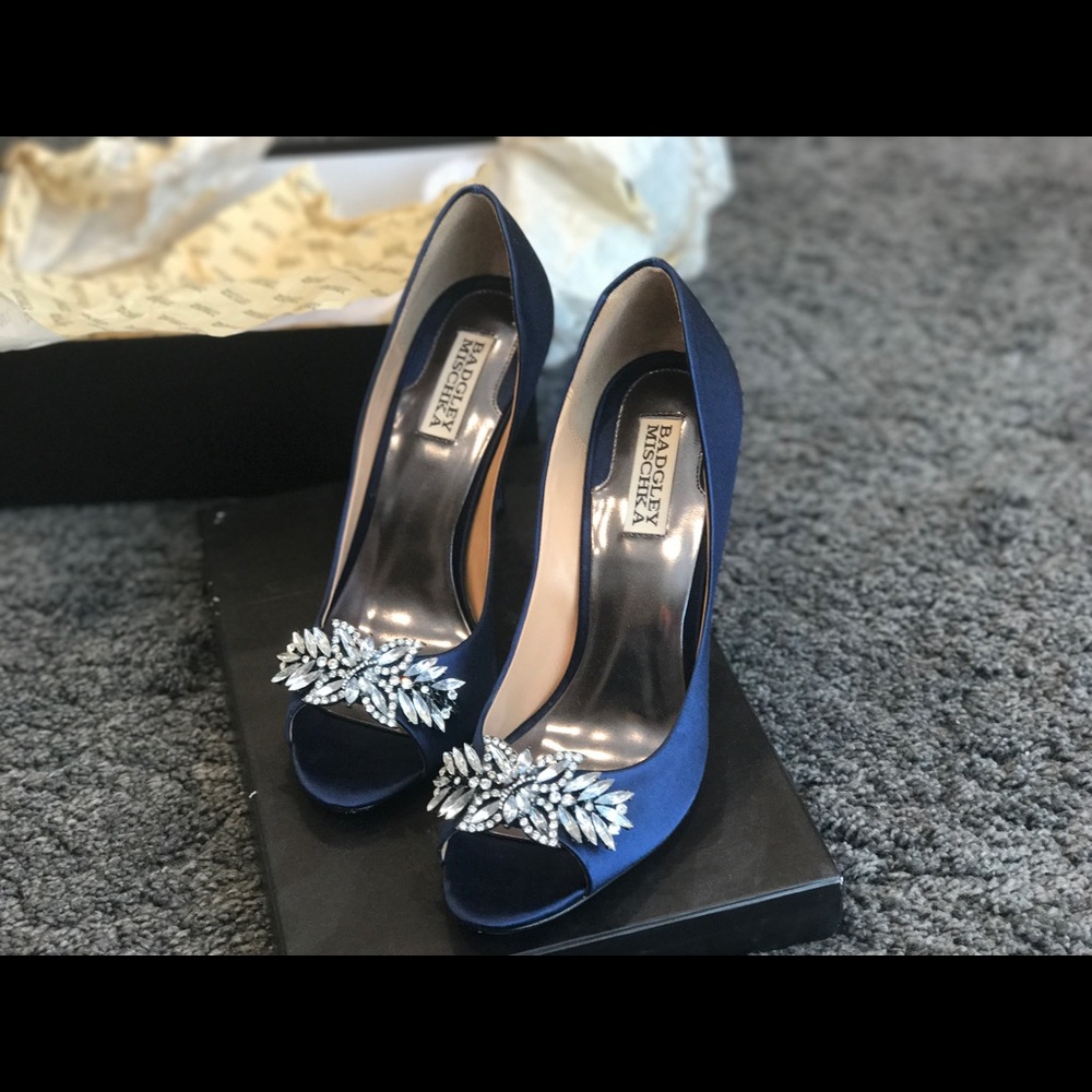 Badgley Mischka Navy Heels