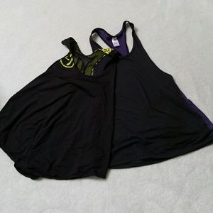 Two pieces woman zumba tank tops Size S blk purple