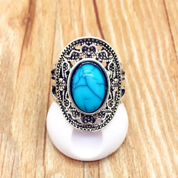 Jewelry - 5/$25 Turquoise & silver ring Bohemian sz 10