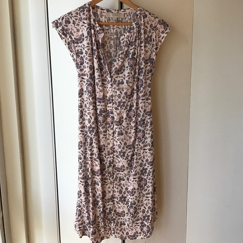 LOFT floral button down dress