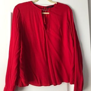 RED KEYHOLE BLOUSE