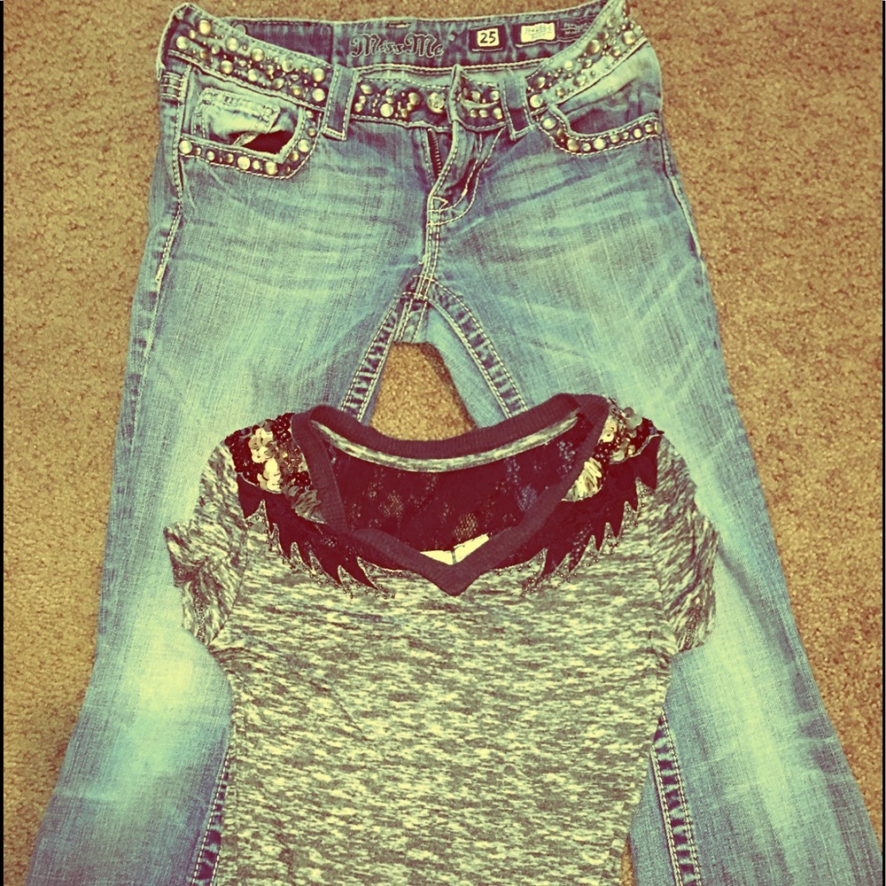 Miss me shirt and jeans