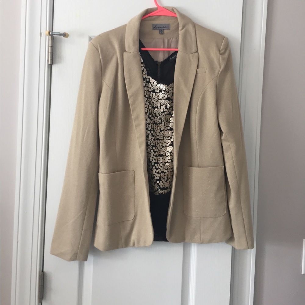 Gold blazer and black and gold sequin top set