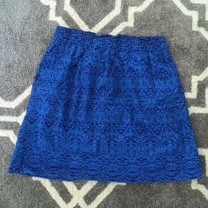 NWOT Geometric Pattern Blue Skirt w/ side pockets