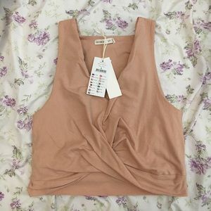 NWT nude wrap crop top