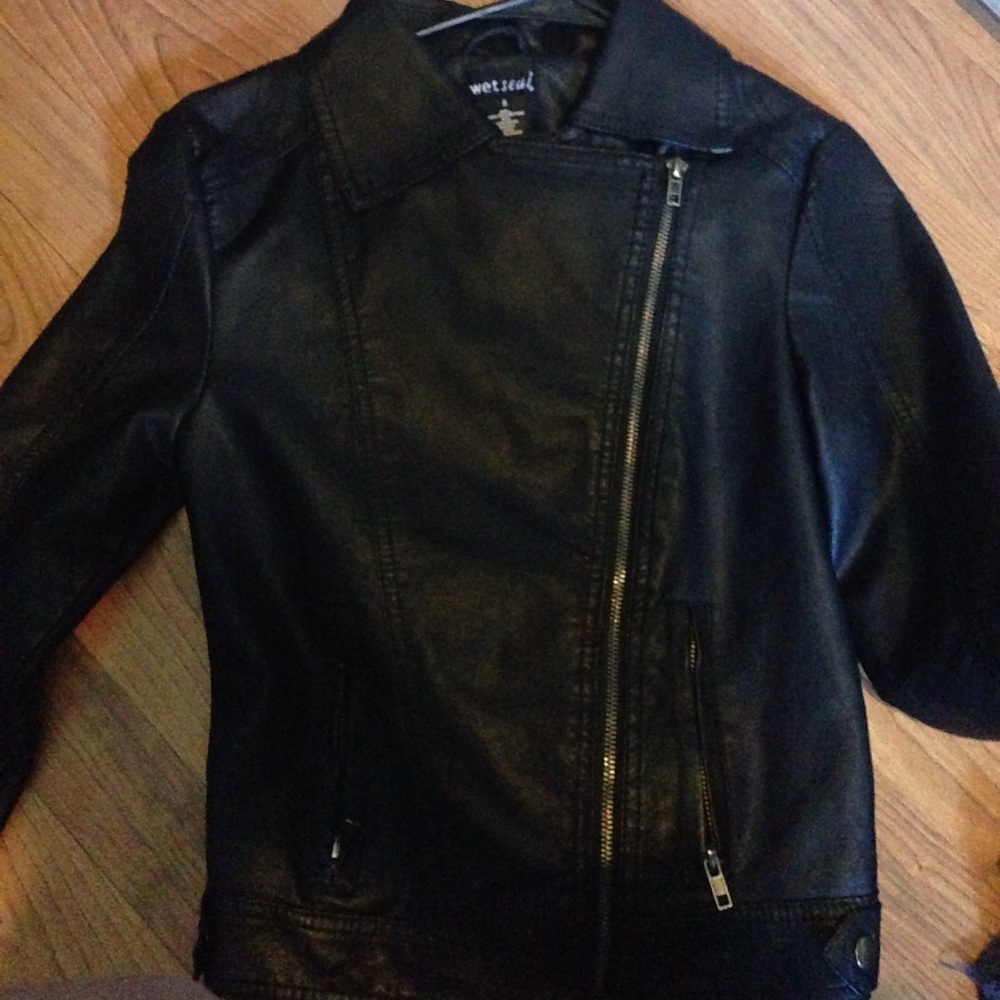 Wet seal leather jacket