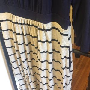 Navy and cream striped dress - pockets!