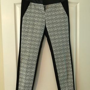 Dress pants with tweed front, black back.