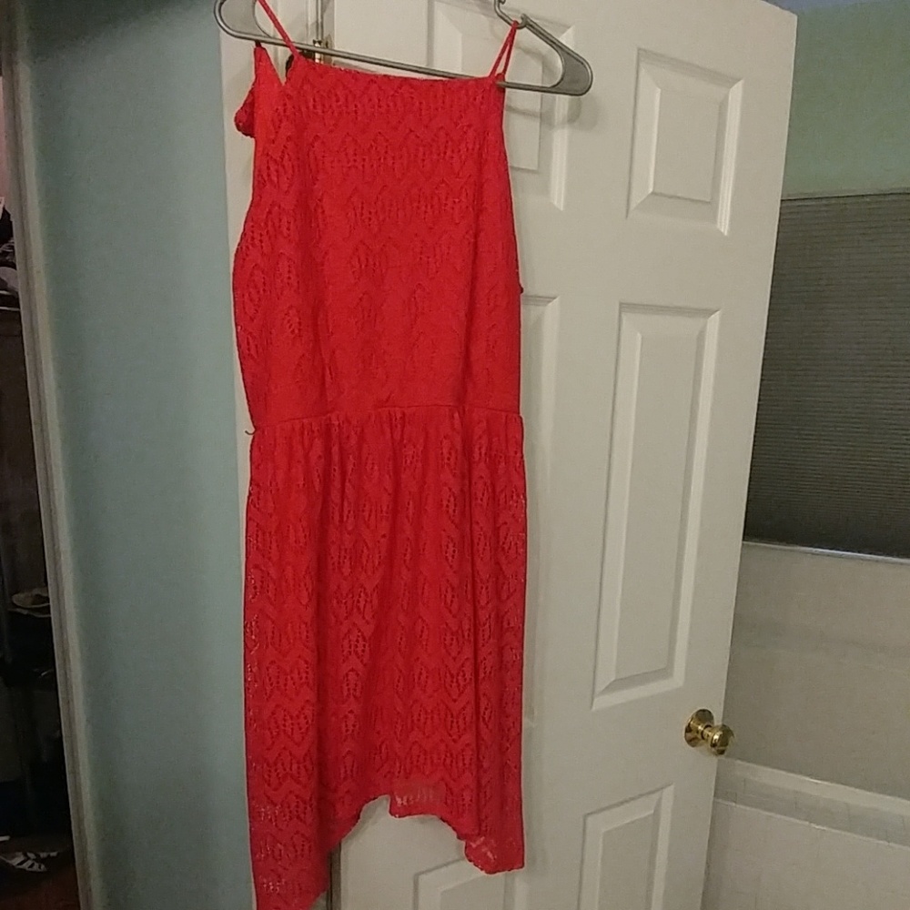 Coral lace dress