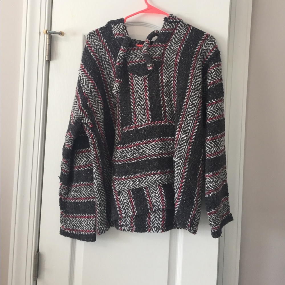 Pink, gray and white sack cloth jacket