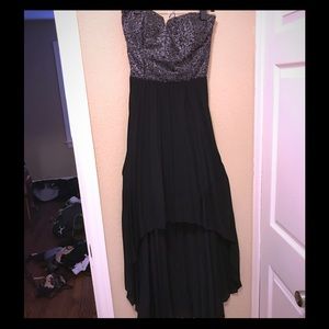 Strapless Black Dress with Gunmetal Bodice