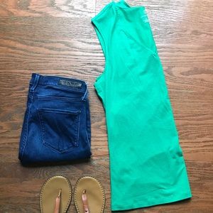 Land's End Green Sleeveless Shirt