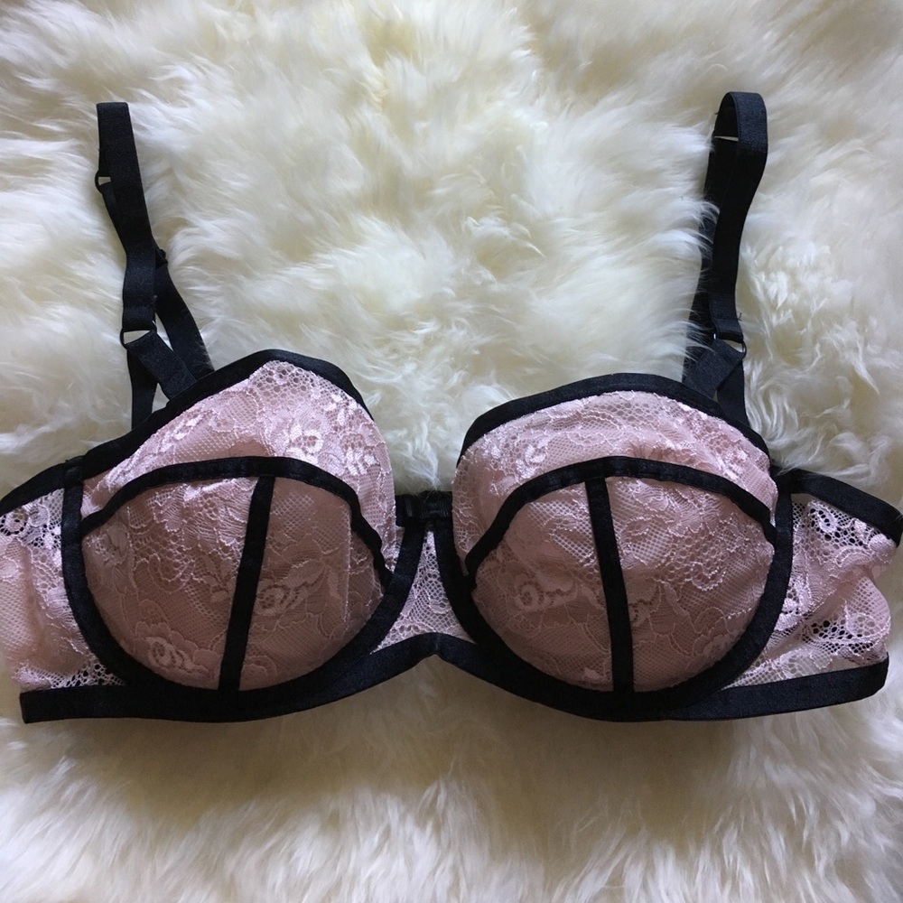 Pink Lace Strappy Bra