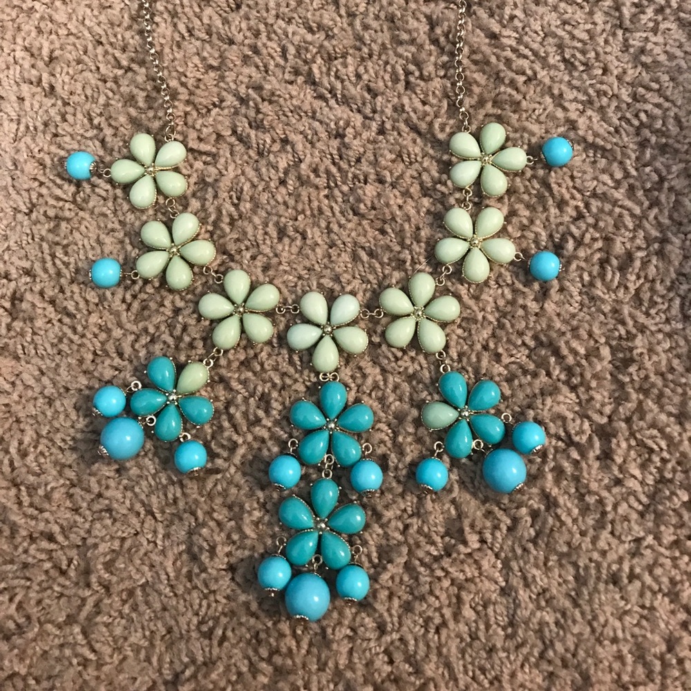 blue and green flower bubble necklace