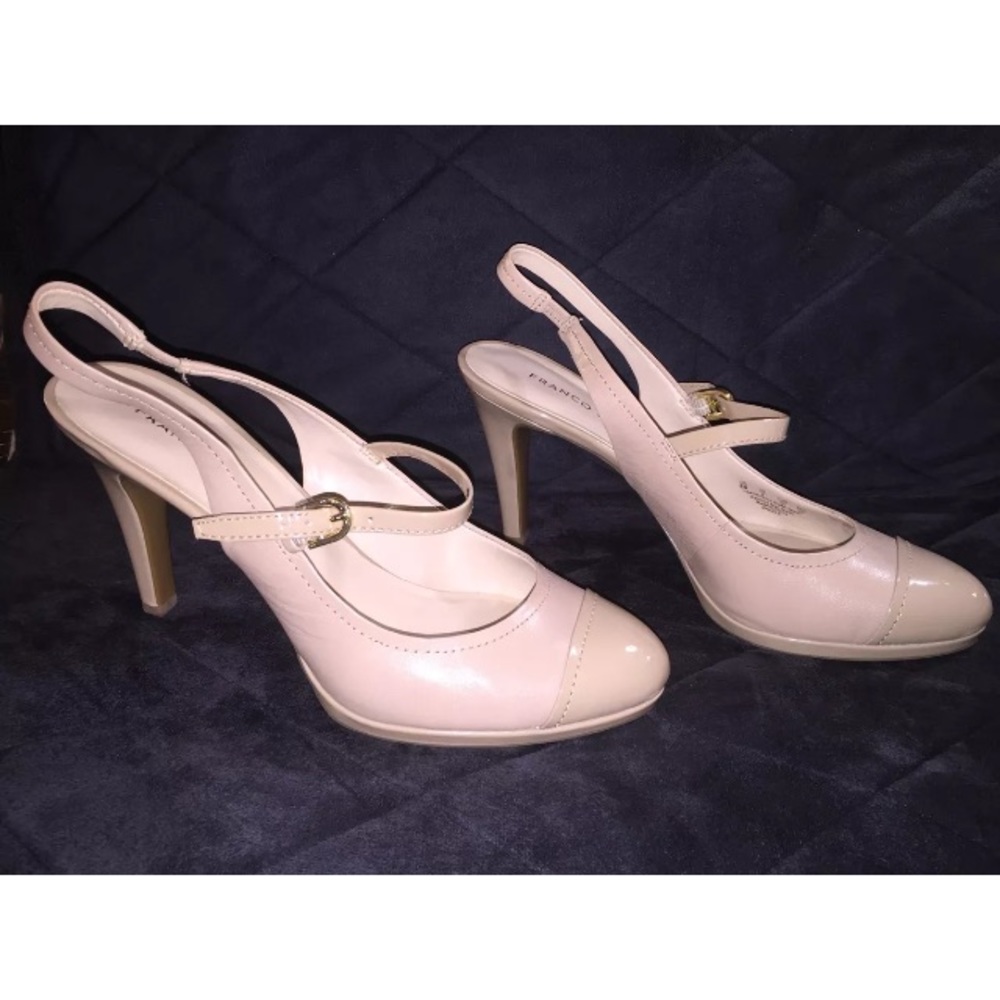 Franco Sarto Leather Nude Mary Jane 8 Patent Sling