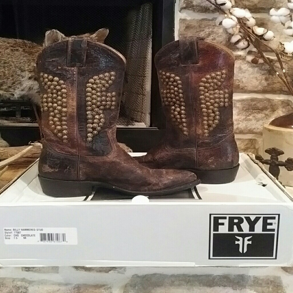 Frye Billy Hammered Stud Cowboy Boots