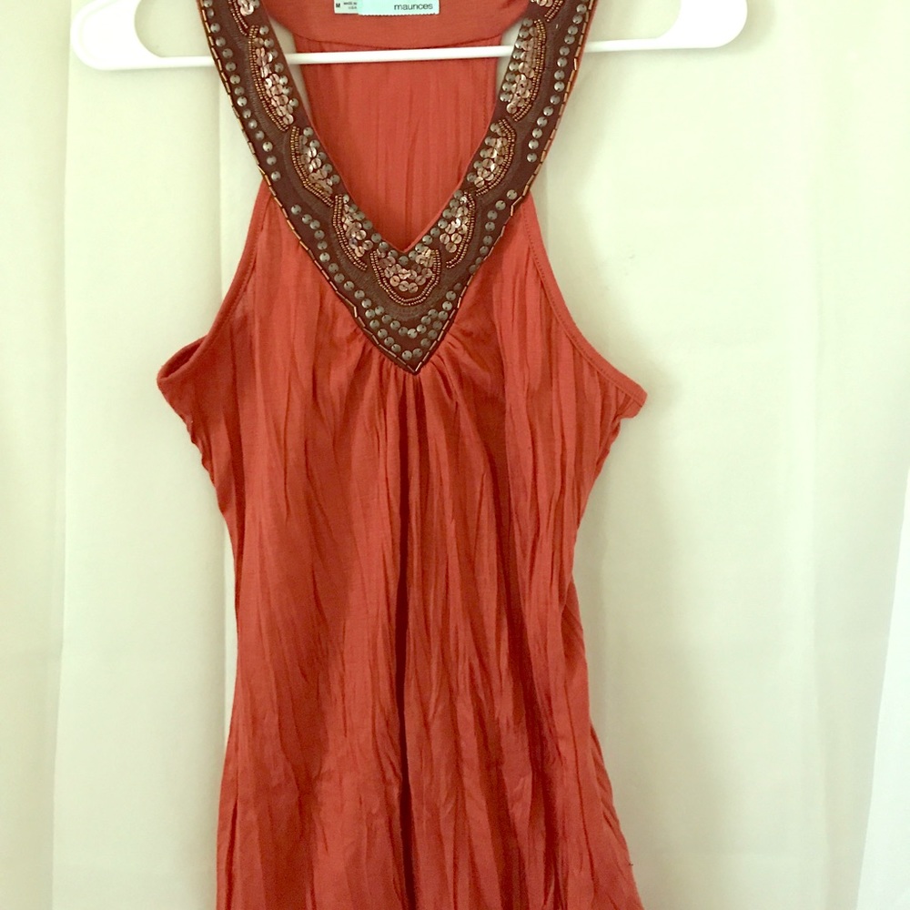 Maurice's embellished pleated tank