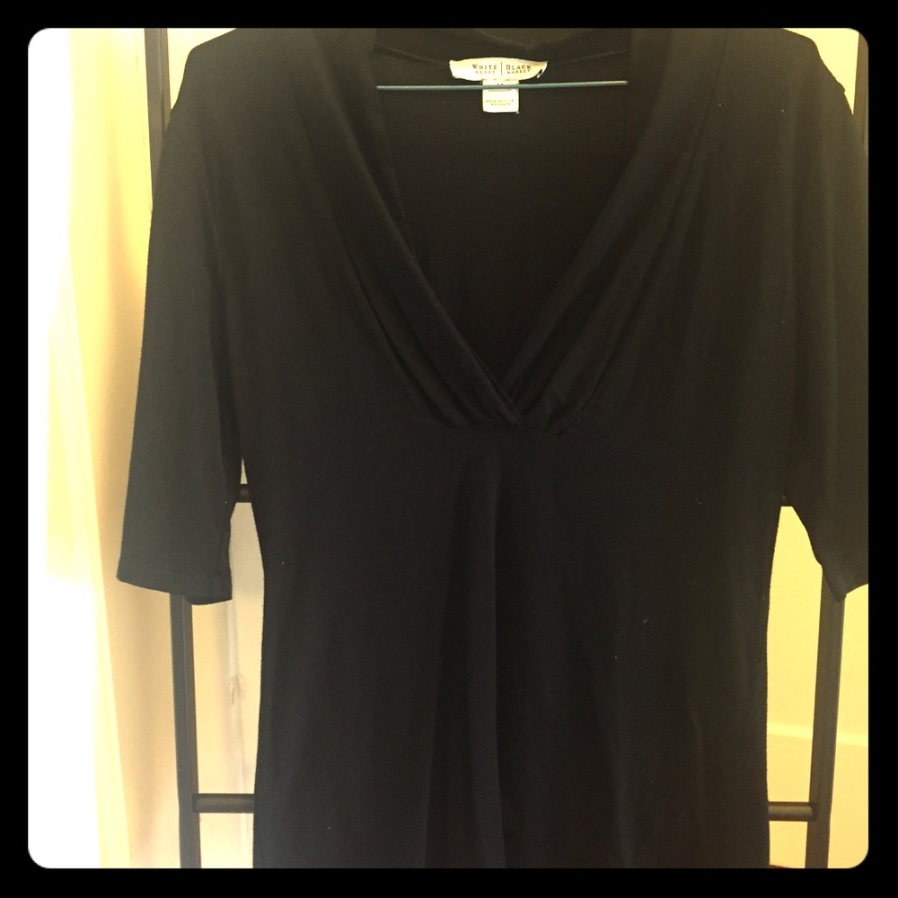 Black 1/2 sleeve draped vneck