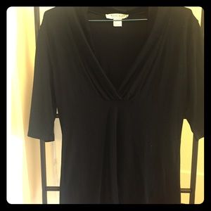 Black 1/2 sleeve draped vneck