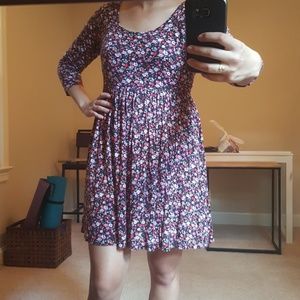 Black Floral Skater Dress