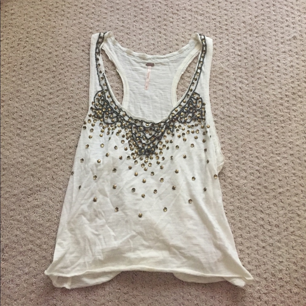 Embroidered free people tank top