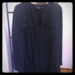 Black knee-length shirt dress