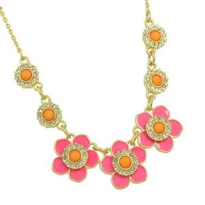 Coral Pink & Orange Flower Statement Necklace Coral Pink & Orange Flower Statement Necklace