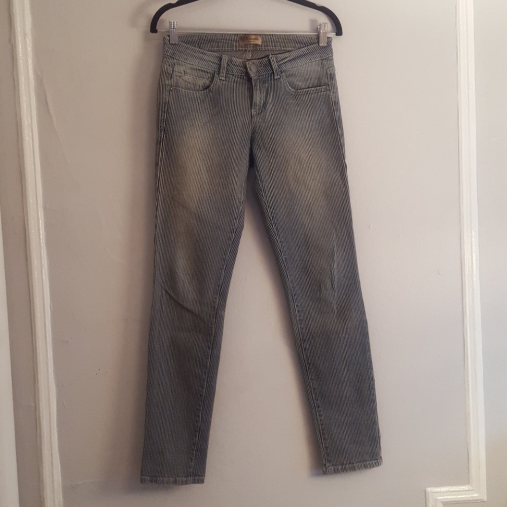 Railroad strip skinny jeans