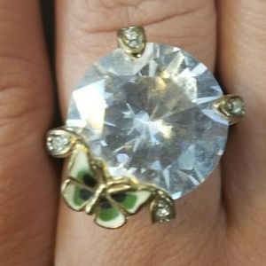 Butterfly and faux diamond ring