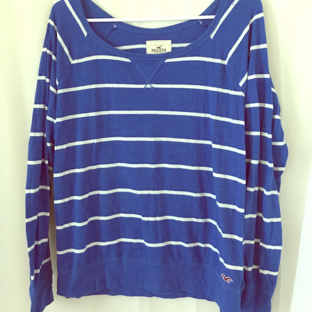 Hollister blue and white striped top