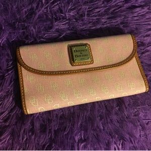 Dooney & Burke baby pink & brown leather wallet