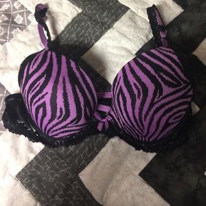 Purple zebra stripped bra