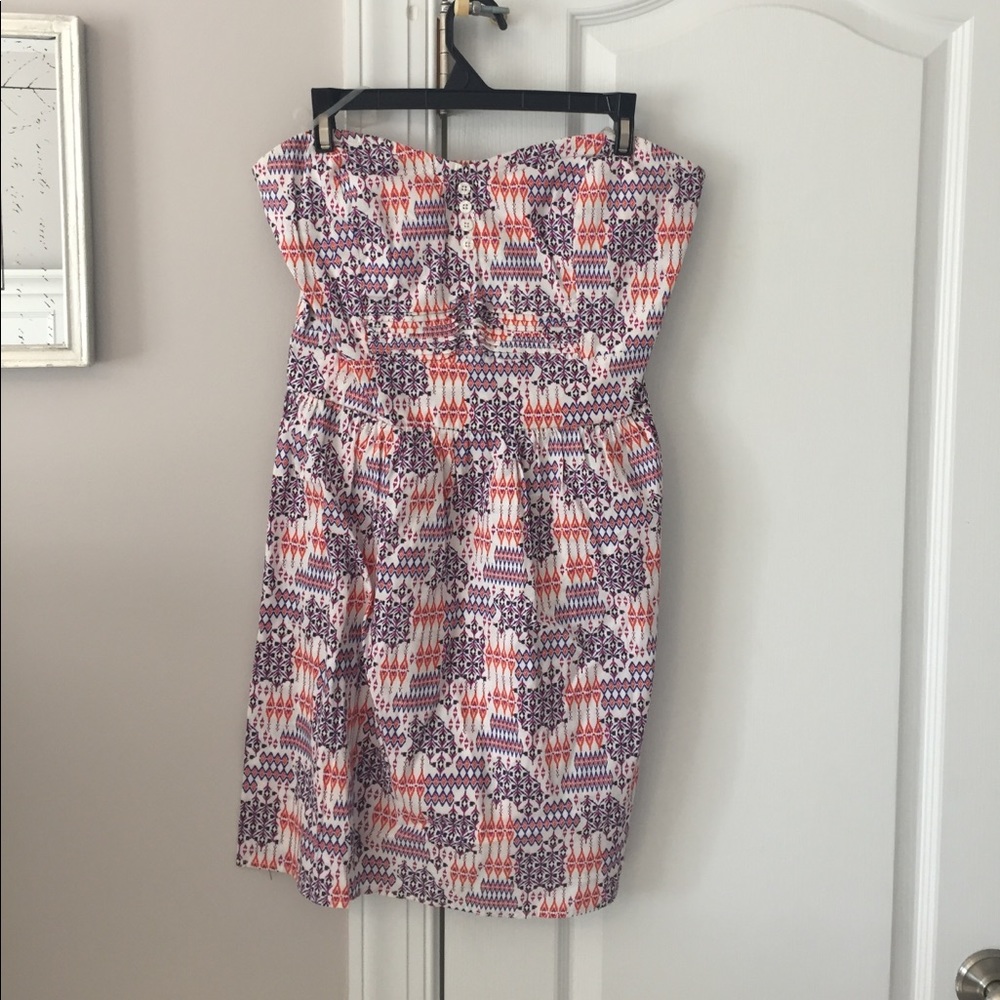 Strapless tribal print dress
