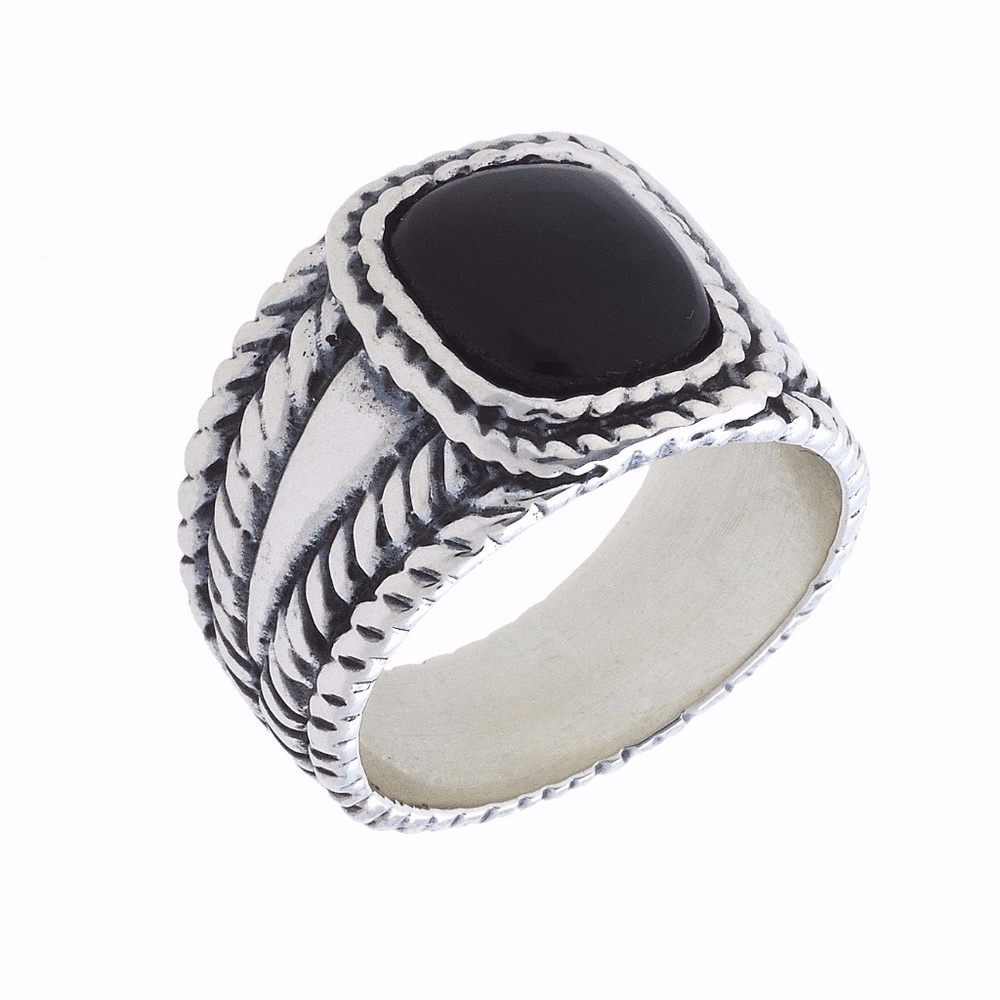 Black Onyx and .925 Sterling Silver Ring