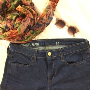 Dark blue denim flare bell bottom jeans