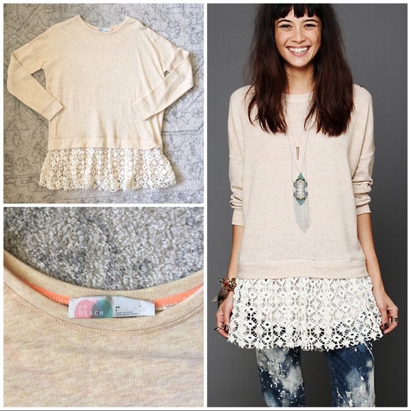 Free People Dresses & Skirts - Free People Beach Pink Lace Pullover Dress XS/S