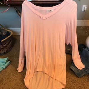 pink shirt with long sleeves