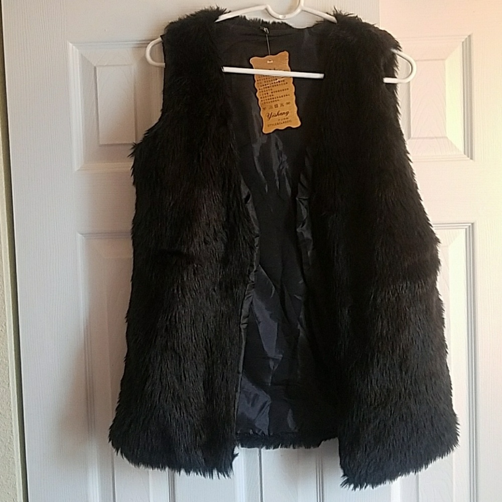 Black fur vest